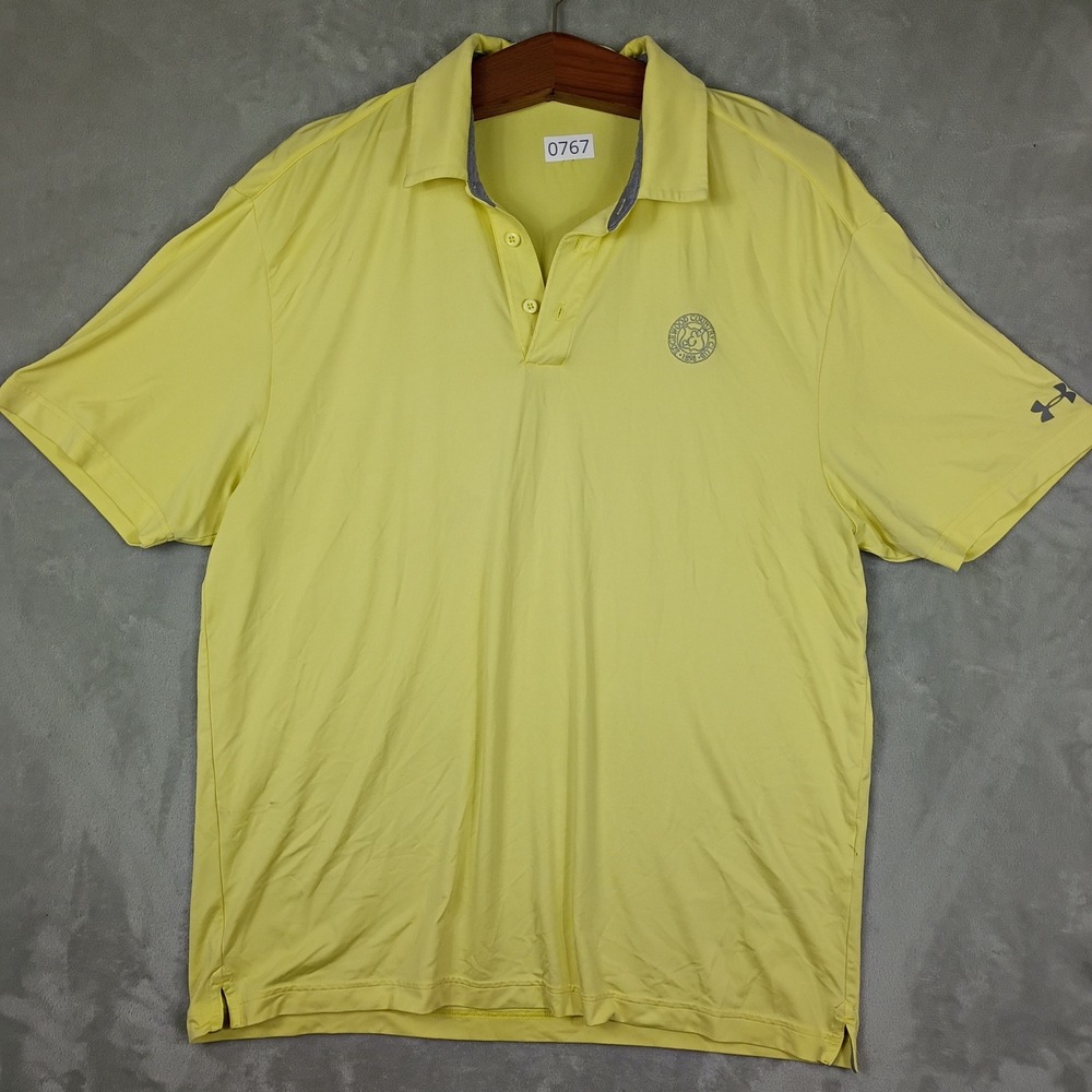 Under Armour Polo Shirt Mens Large Yellow HeatGear Golf Active Outdoors Gorpcore